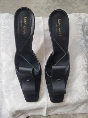 kate Spade New York Black Satin Bow Mule Size 10B